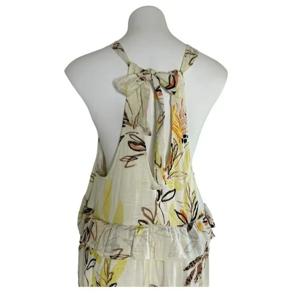 FREE PEOPLE Anita Printed Maxi Dress Endless Summer Ruffle Tier Ivory  Floral Tie - coffeafoods.com